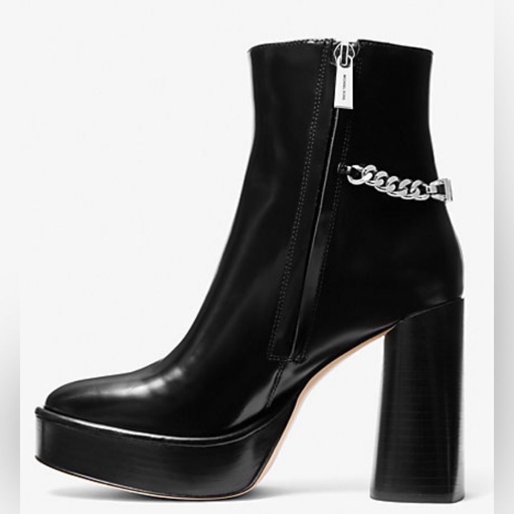 Michael Kors Carlisle Leather Platform Bootie 9 - Picture 4 of 8
